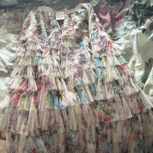 Floral Ruffled Midi Skirt – New with tag- Boutique Find, Size M, Fresh & Festive